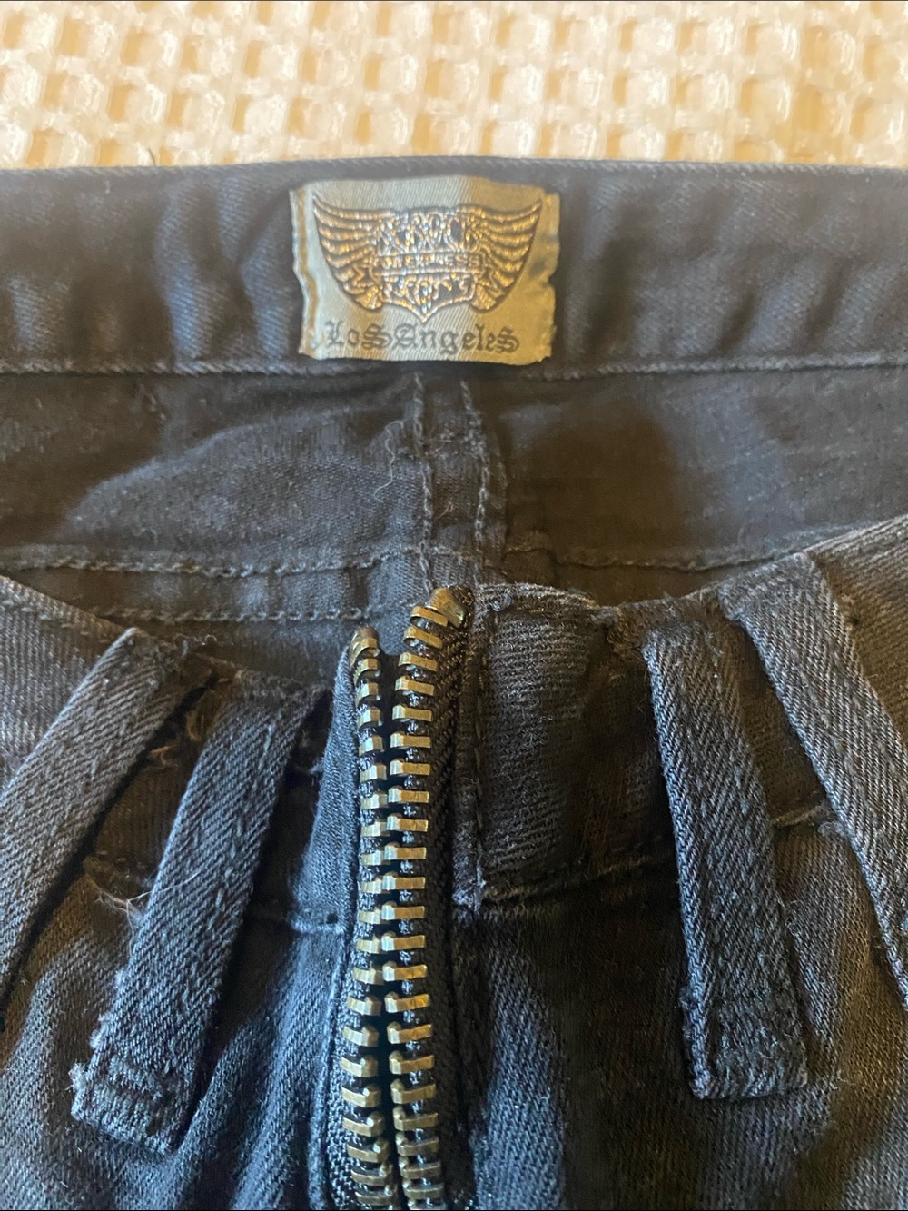 Express Black Skinny Jeans with Gold-Tone Exposed Zipper
